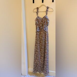 VICI brand Floral Maxi lined Dress with Ruffle Neckline size small